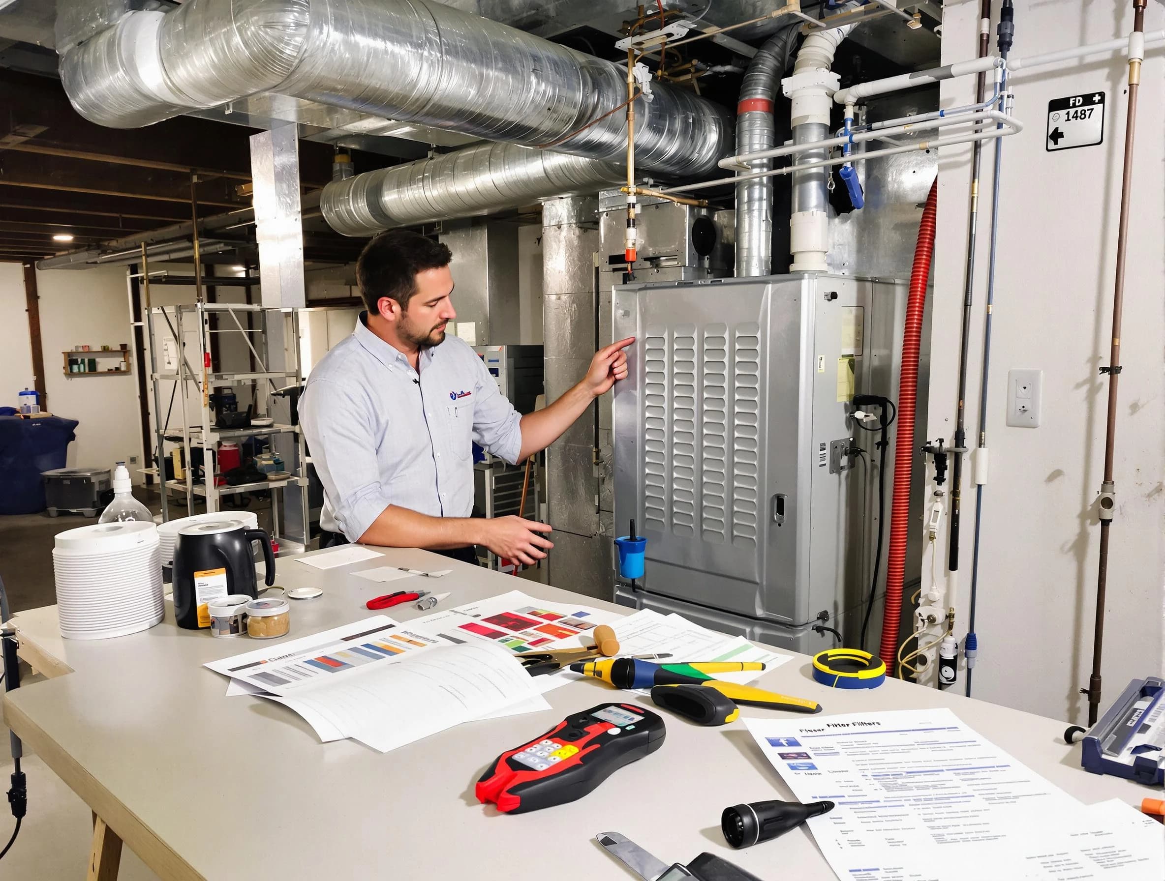 Hopewell Air Duct Cleaning inspector conducting detailed filter system evaluation using professional diagnostic tools in Hopewell